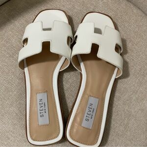 Steve Madden Hadyn White Leather Sandals Size 6 New No Box
